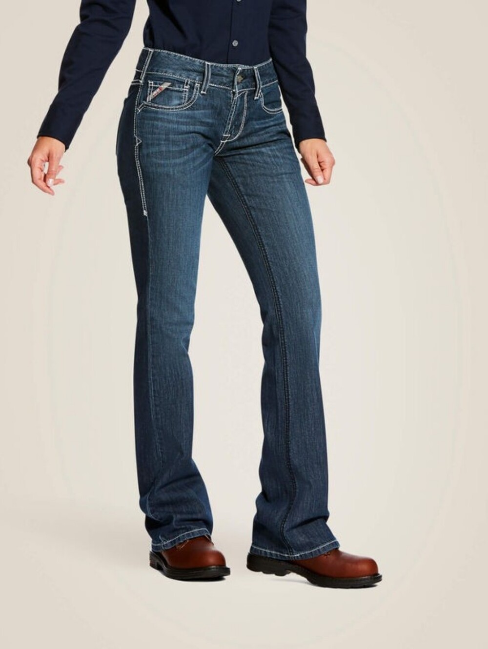 NEW Ariat Womens FR CAT 2 Boot Cut Stretch Mid Rise Jeans 27R